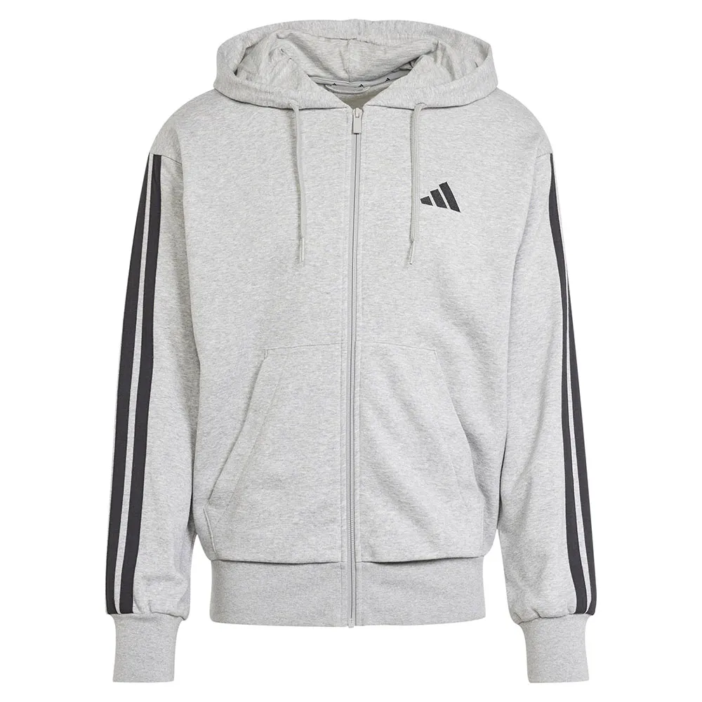 Толстовка adidas Essentials 3 Stripes French Terry full zip, серый — фото 3