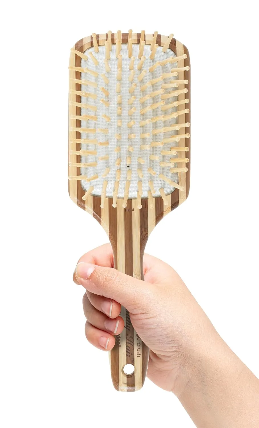 Экологичная бамбуковая ионно-массажная щетка для волос Olivia Garden Healthy Hair Eco Friendly Bamboo Ionic Massage Hair Brush HH-4 (большая с лопастями), Brown — фото 3