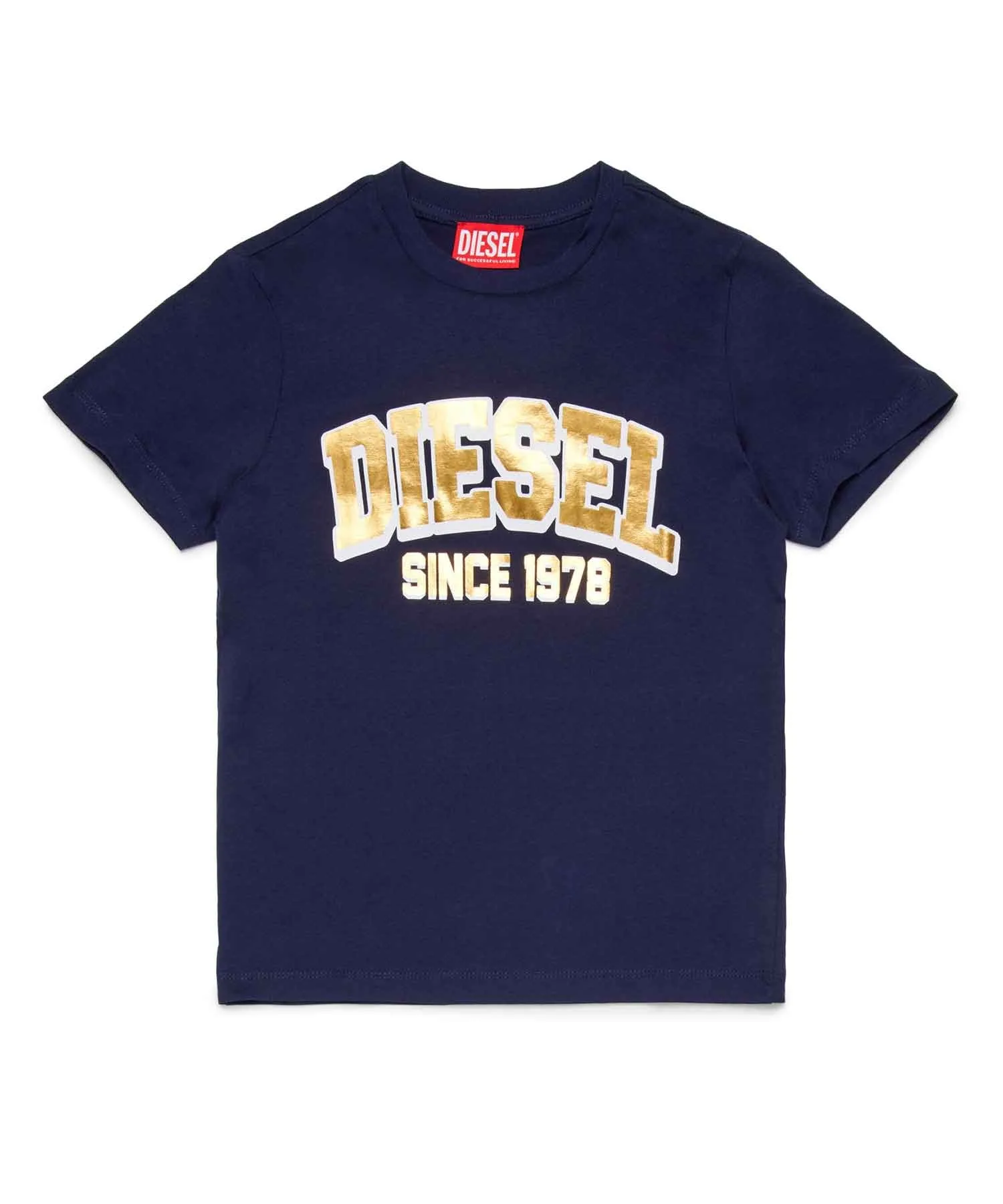 Унисекс футболка с логотипом DIESEL KIDS тёмно-синяя