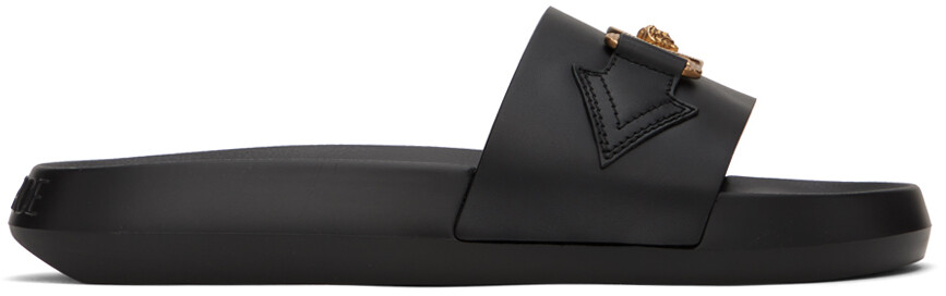 

Черные шлепанцы Medusa Biggie Versace, цвет Black/Gold