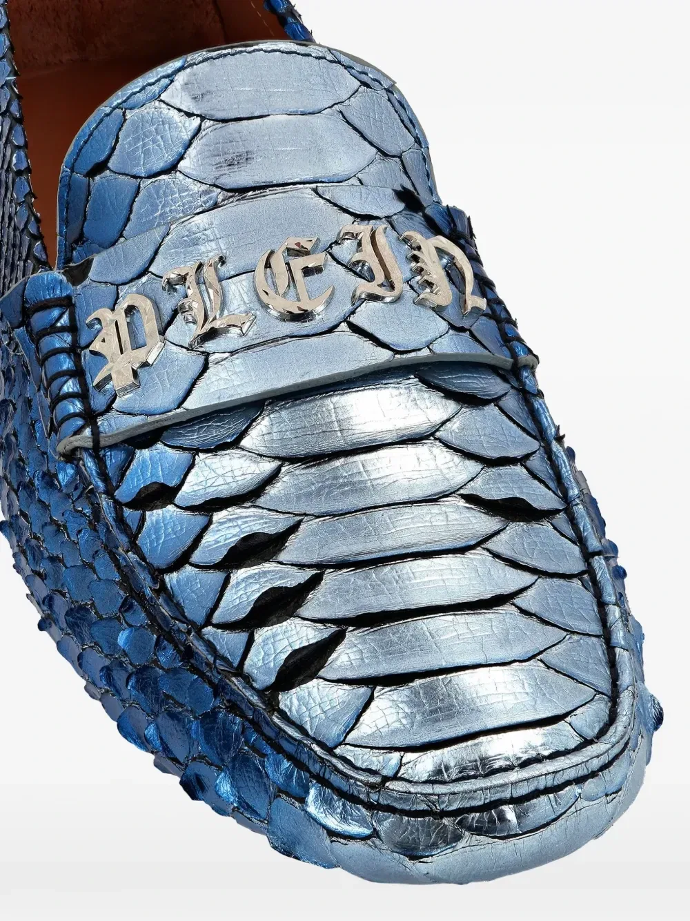 Лоферы из металлизированной кожи питона Philipp Plein, синий — фото 4