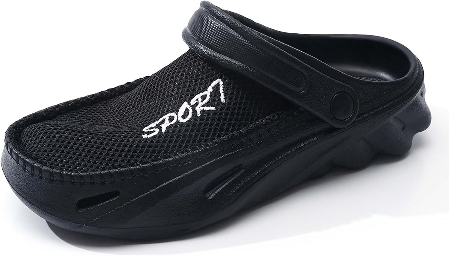 

Мужские сабо для сада, сетчатые, дышащие, быстро сохнущие, легкие, пляжные спортивные сандалии с поддержкой свода стопы, регулируемые, можно носить двумя способами Generic, черный