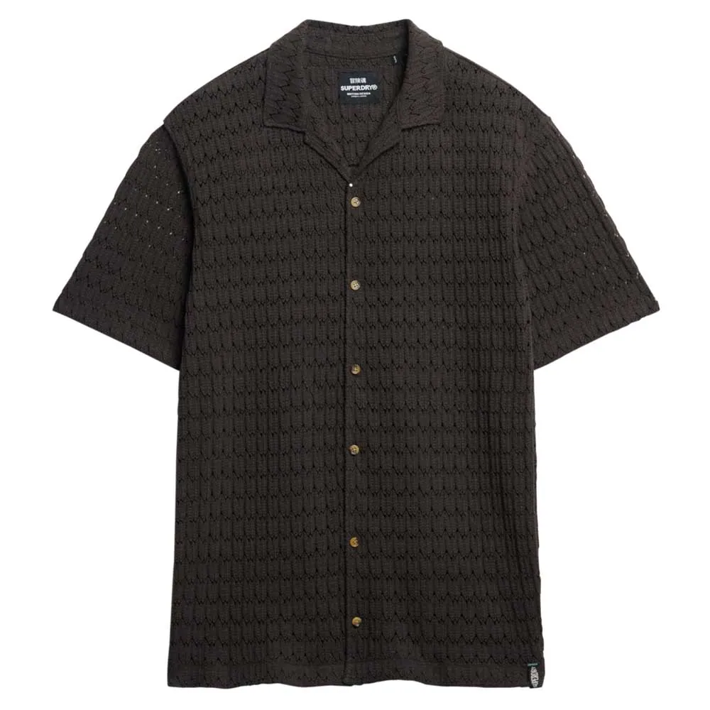 Рубашка с коротким рукавом Superdry Knitted Texture, коричневый — фото 3