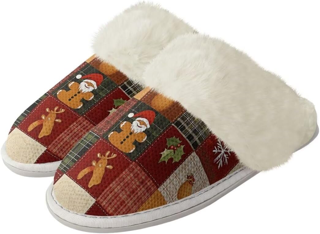 

Рождественские унисекс пушистые тапочки для пары, легкие зимние домашние тапочки с противоскользящей подошвой Xixirimido, Gnome