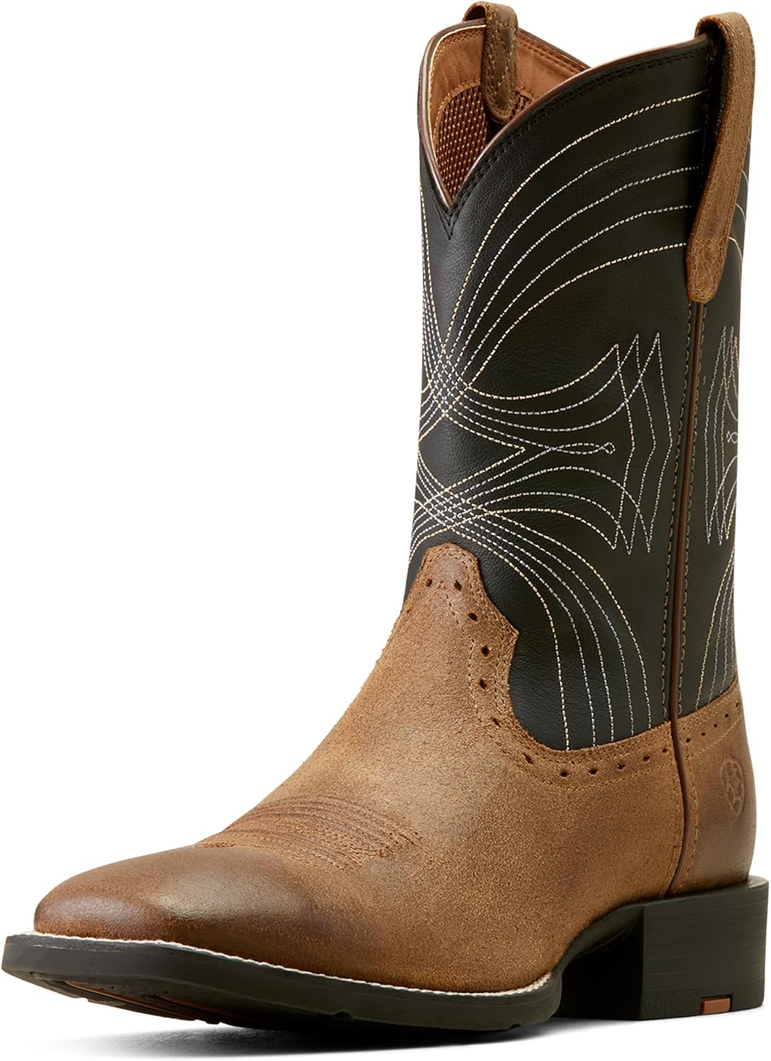 

Мужские западные ковбойские сапоги Ariat Sport с широким квадратным носком, черный/коричневый