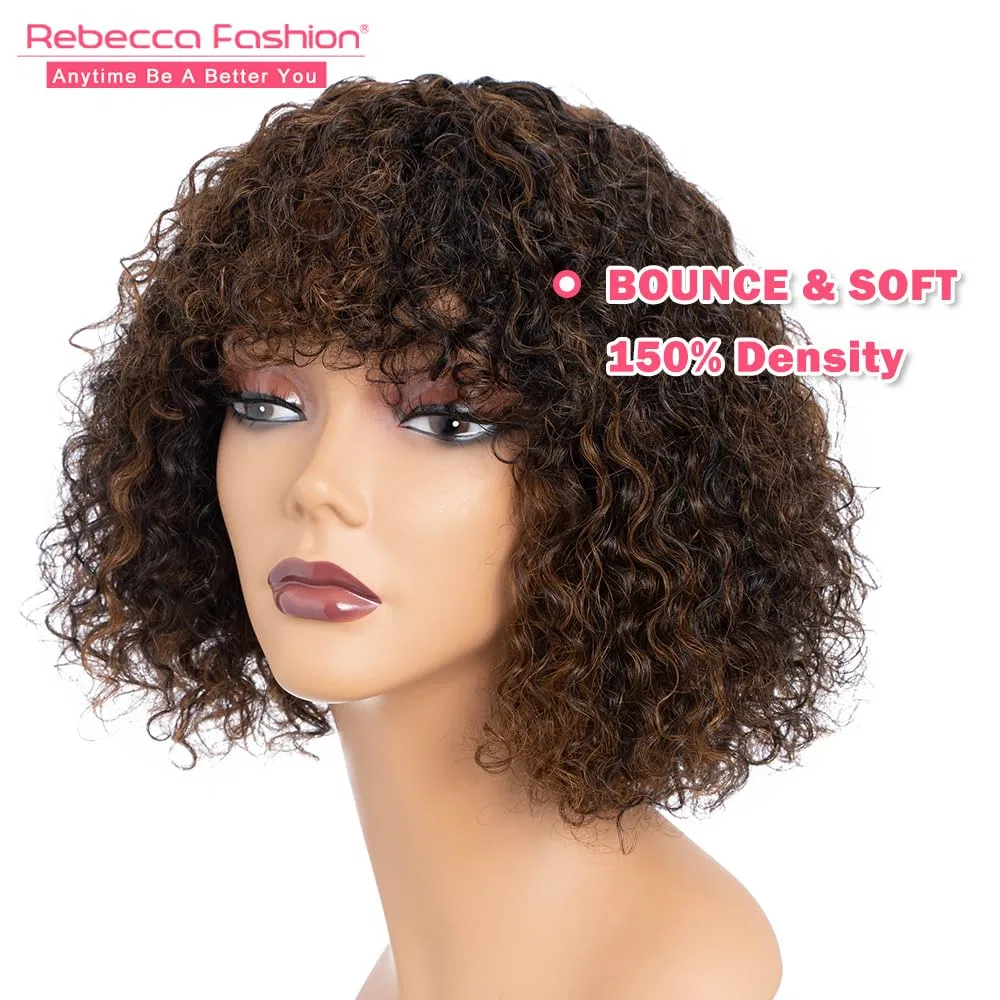Парик Rebecca Fashion Highlight Curly Bob из натуральных волос, 25 см Rebecca Fashion, Black Mixed Brown — фото 2