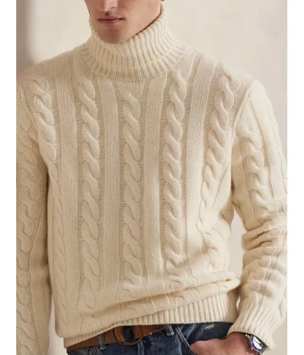 Шерстяная водолазка regular fit Polo Ralph Lauren, кремовый — фото 4