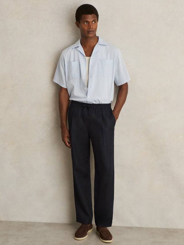 

Брюки Barges Linen с завязками Reiss, Navy
