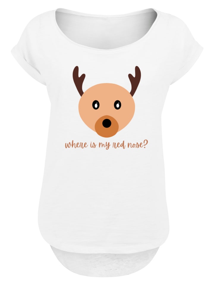 

F4NT4STIC Футболка с длинными рукавами, красный нос, Рождество, белый цвет