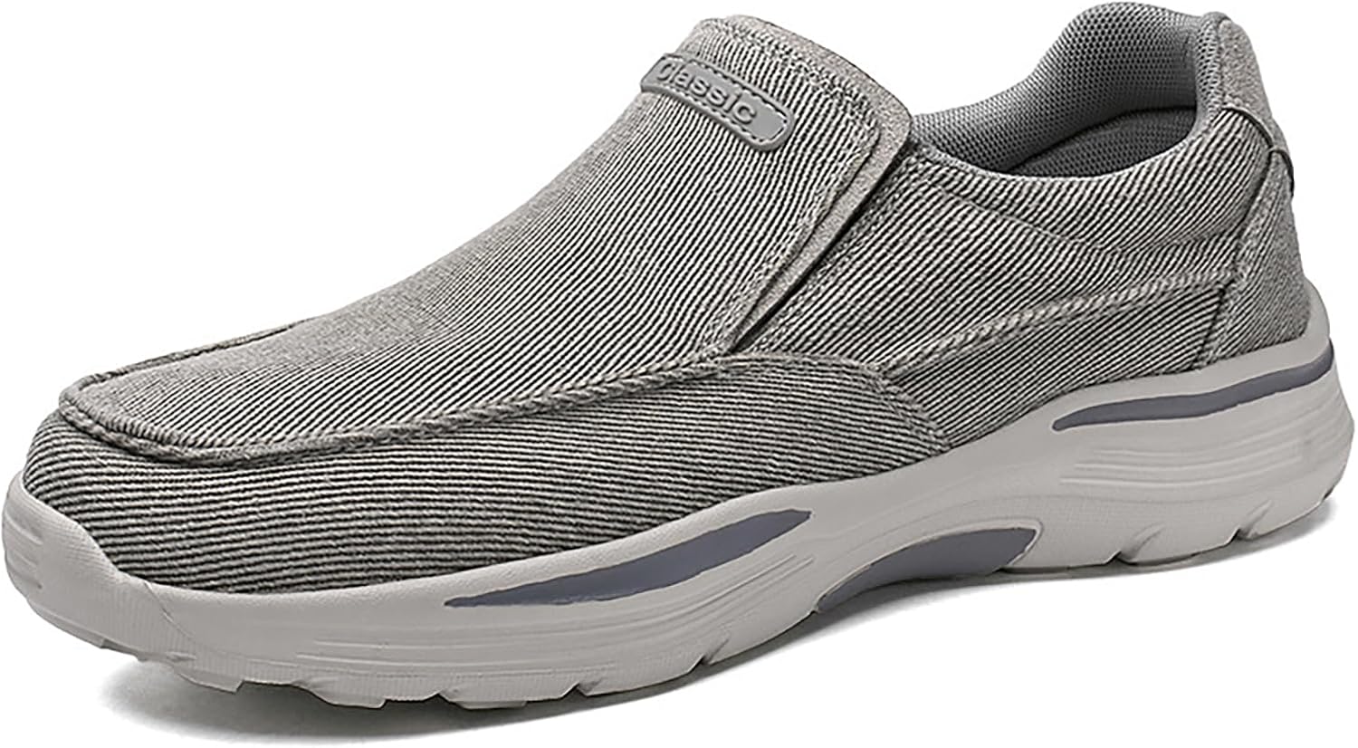 

Мужские тканевые слипоны с поддержкой свода стопы, повседневные лоферы с мягкой подошвой, платформой, легкие, противоскользящие, ортопедические, для прогулок на улице, вождения и повседневной работы Qeosnbx, серый