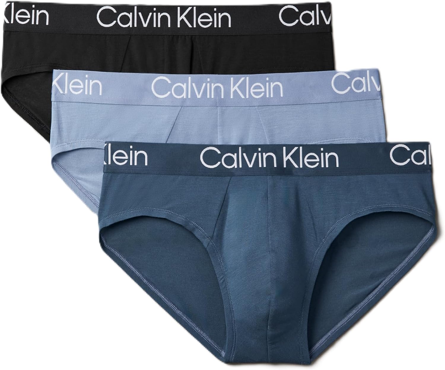 

Мужские ультрамягкие современные модальные трусы-слипы Calvin Klein, Black, Troposphere, Hemisphere Blue