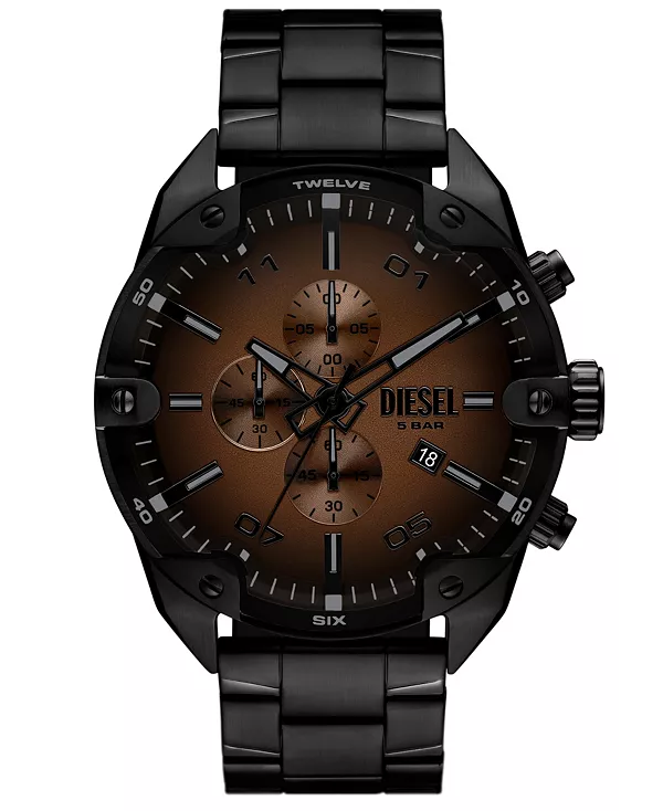 

Мужские кварцевые часы-хронограф с шипами, черные, из нержавеющей стали, 49 мм Diesel, black