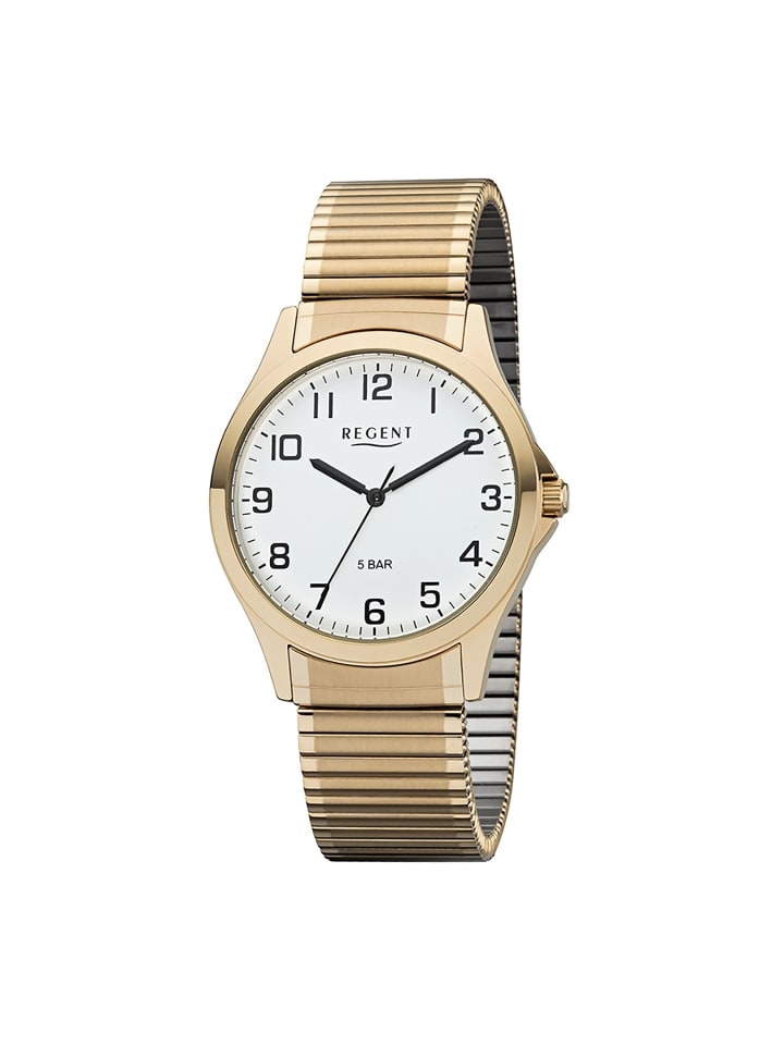 

Аналоговые наручные часы Regent, золото, средний размер (примерно 39 мм), браслет с застежкой-молнией