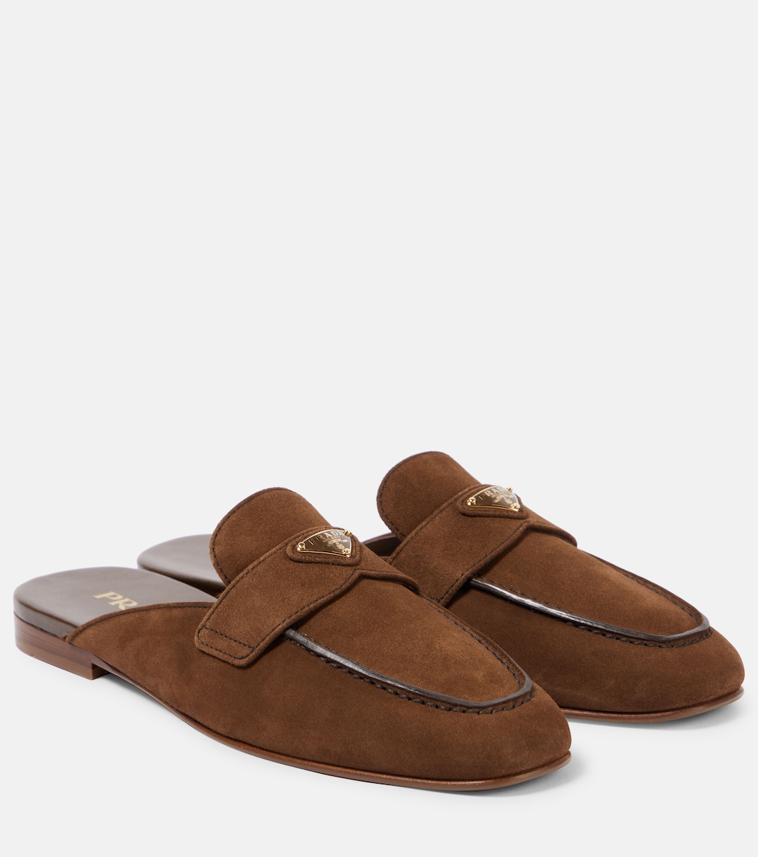 Логотип замшевые мюли Prada, Cacoa
