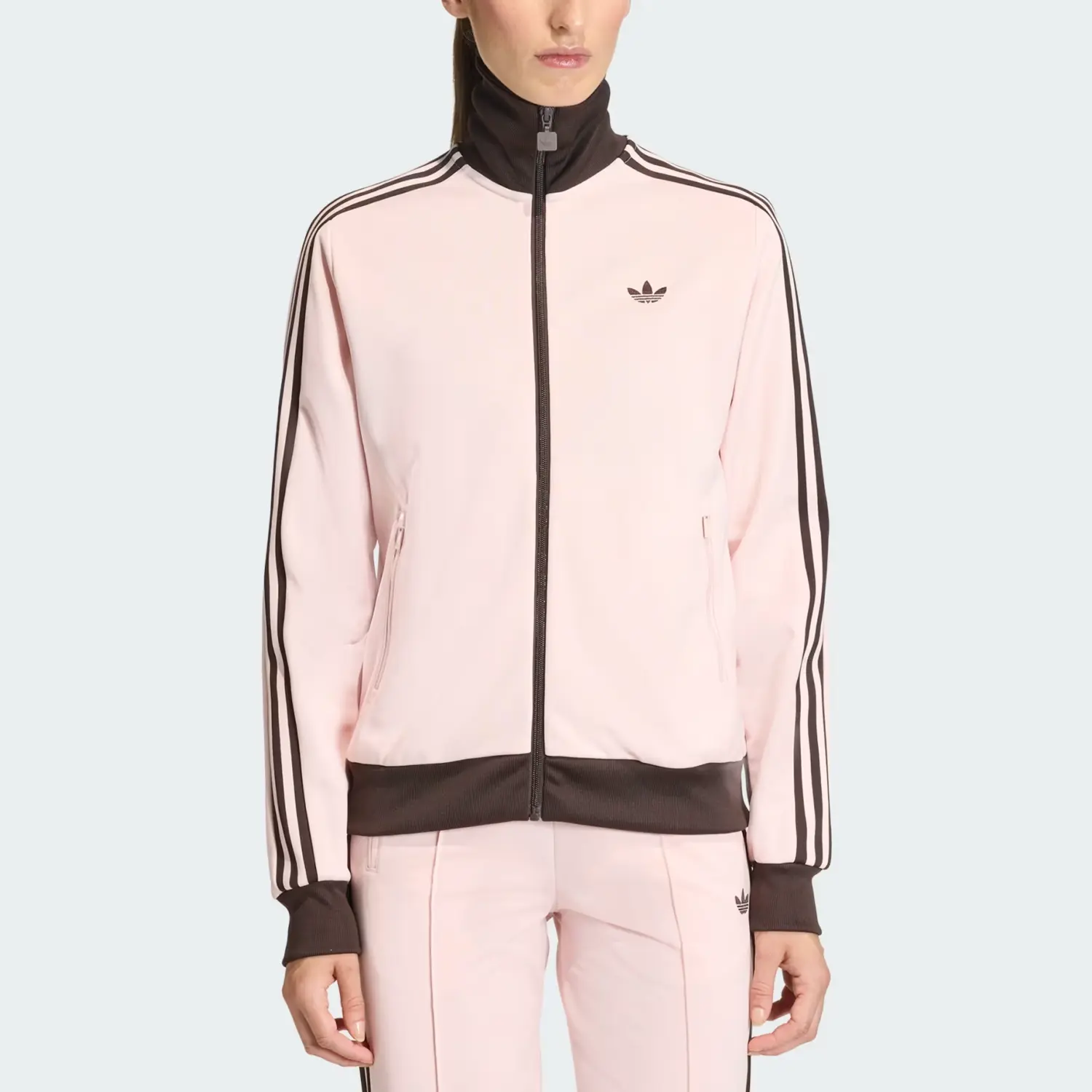 TRACK TOP FW25 Куртка женская Adidas Originals, sand розовый/aurora коричневый — фото 4