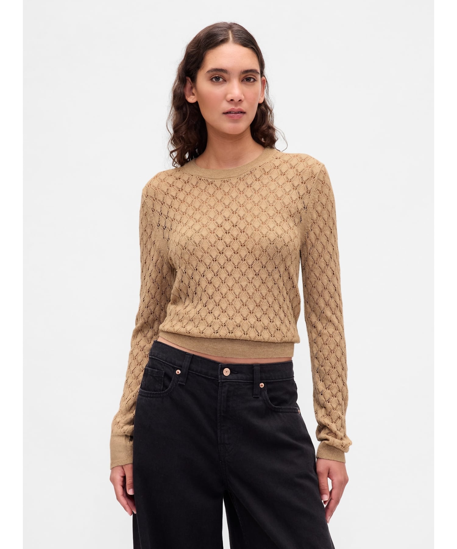 (W) Пуантовый свитер GAP, CAMEL_HAIR