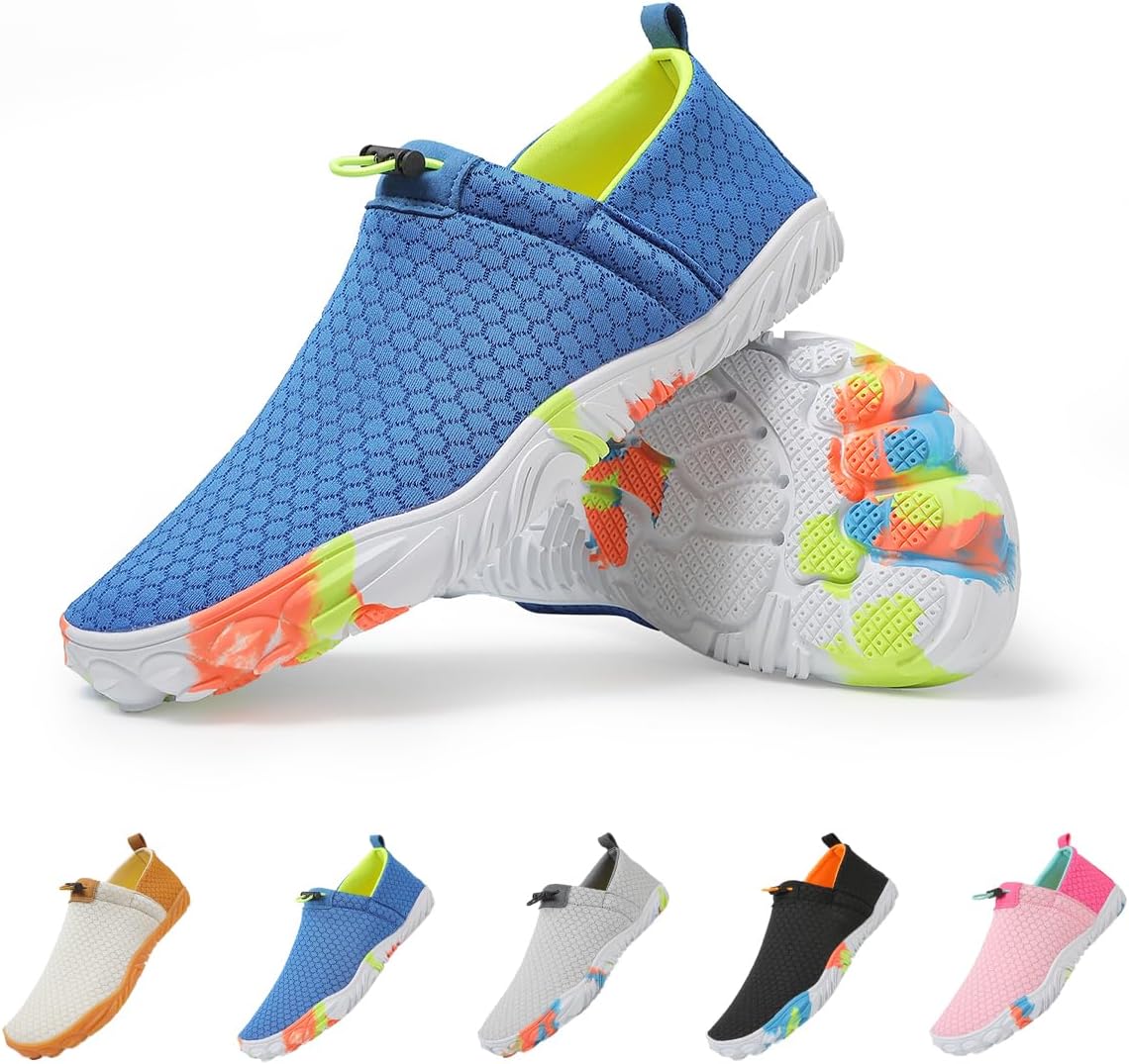 

Кроссовки для воды, минималистичные прогулочные туфли, быстро сохнущие дышащие сетчатые, подошва из нескользящей резины, широкий носок, для пляжа, бега и походов на открытом воздухе Suxiaur, синий