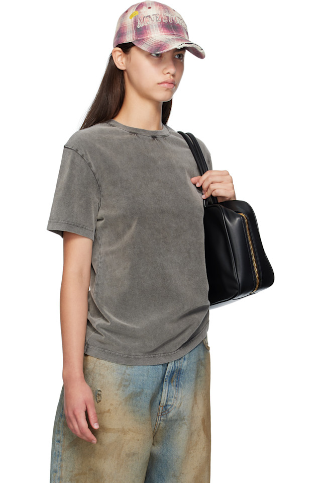 Acne Studios Черная хлопковая футболка с круглым вырезом — фото 2
