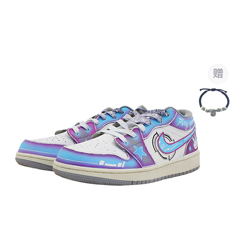 

Кроссовки Air Jordan 1 Vintage Basketball Shoes Men Low-top Blue, Purple, White, белый