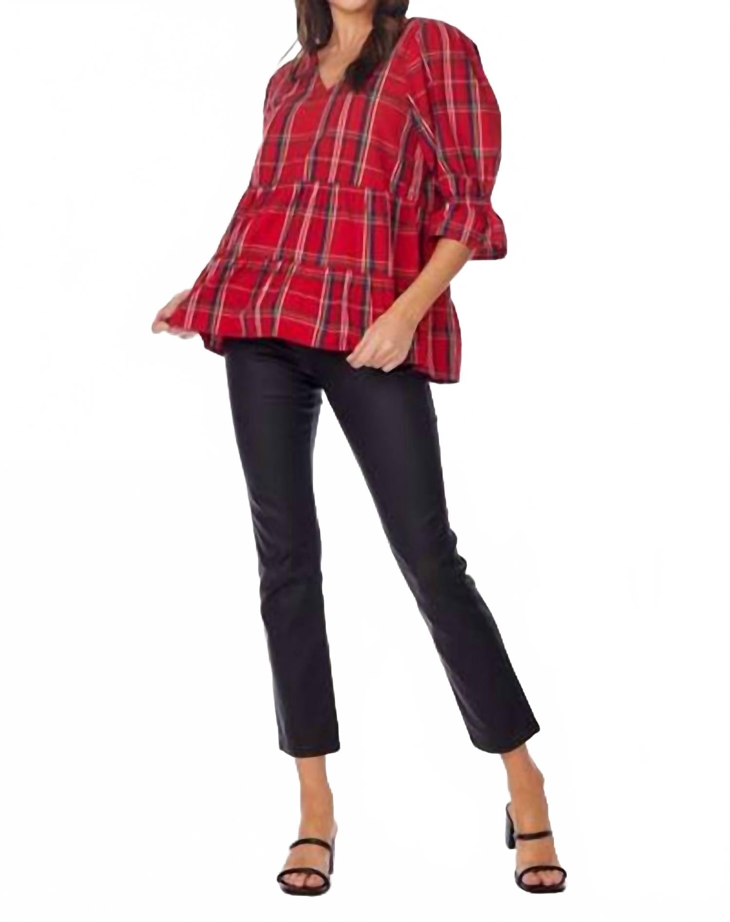 

Эшфорд клетчатый топ красный Mudpie