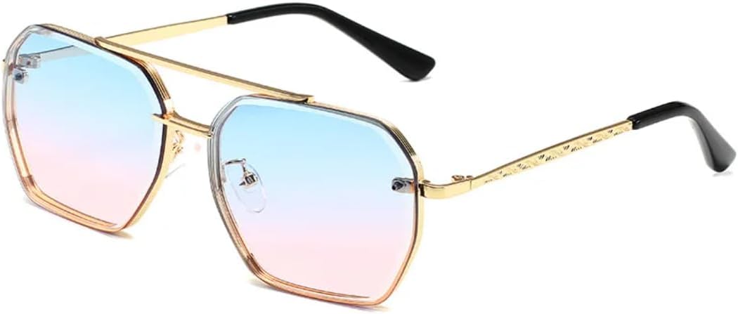 

Ретро-модные солнцезащитные очки для женщин и мужчин, металлические солнцезащитные очки, классический винтаж, защита от УФ-излучения UV400, для улицы SZVVBKK, Blue Pink