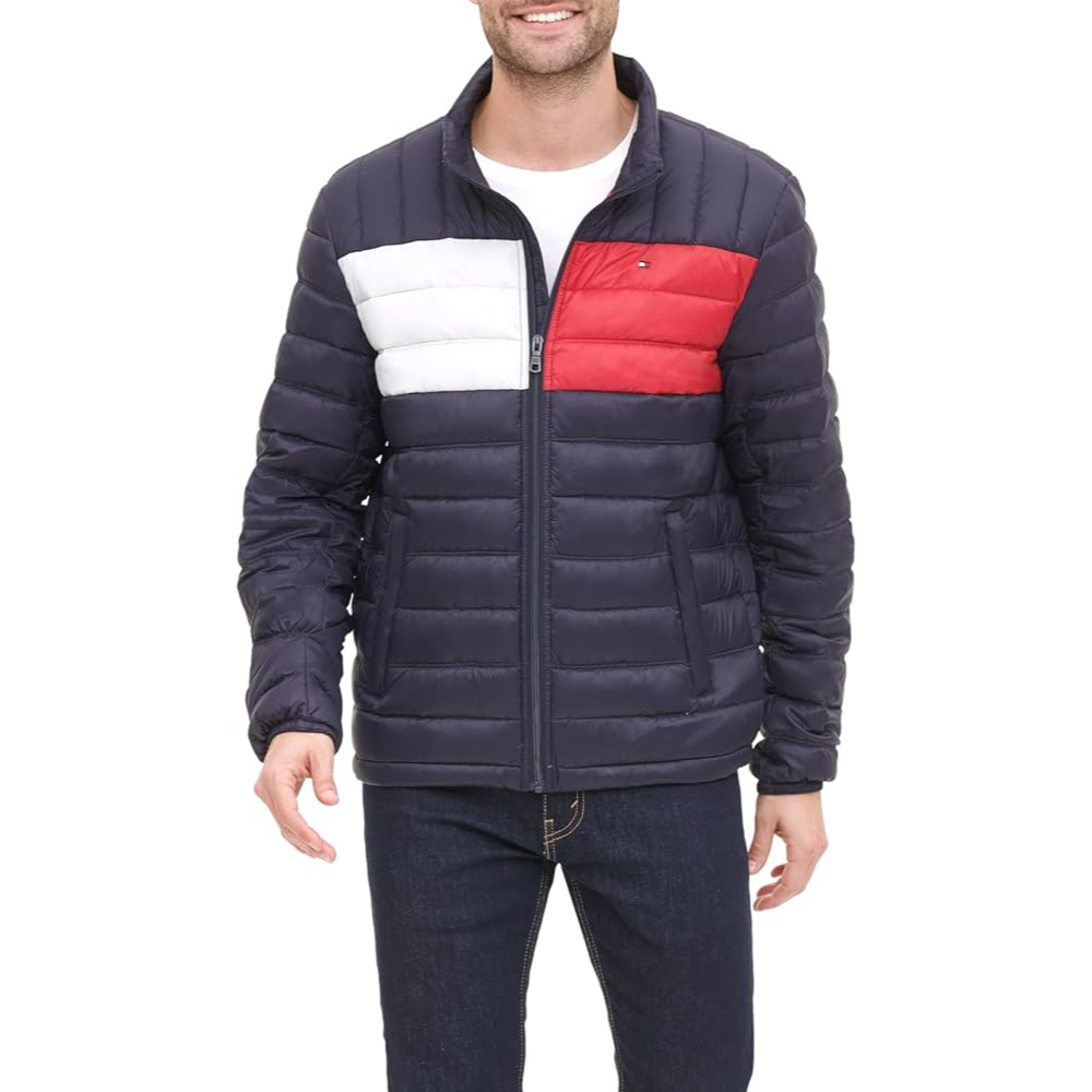 Tommy Hilfiger Мужская синяя пуховая куртка, Navy Blue Multicolor — фото 4