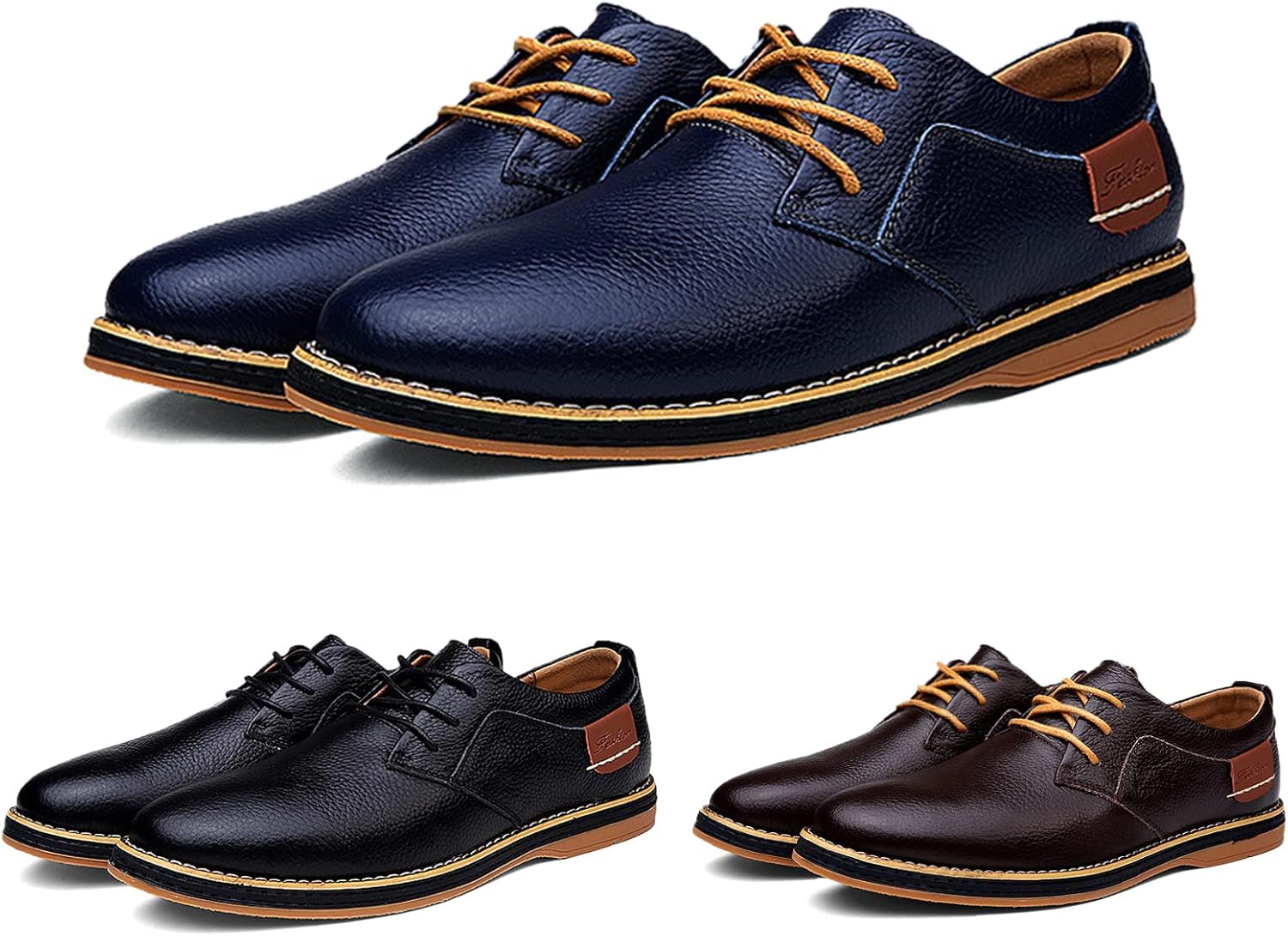 

Мужские оксфорды из кожи с ручной прошивкой, деловые туфли, классические ретро низкие кроссовки с шнуровкой, легкие повседневные кроссовки Generic, синий