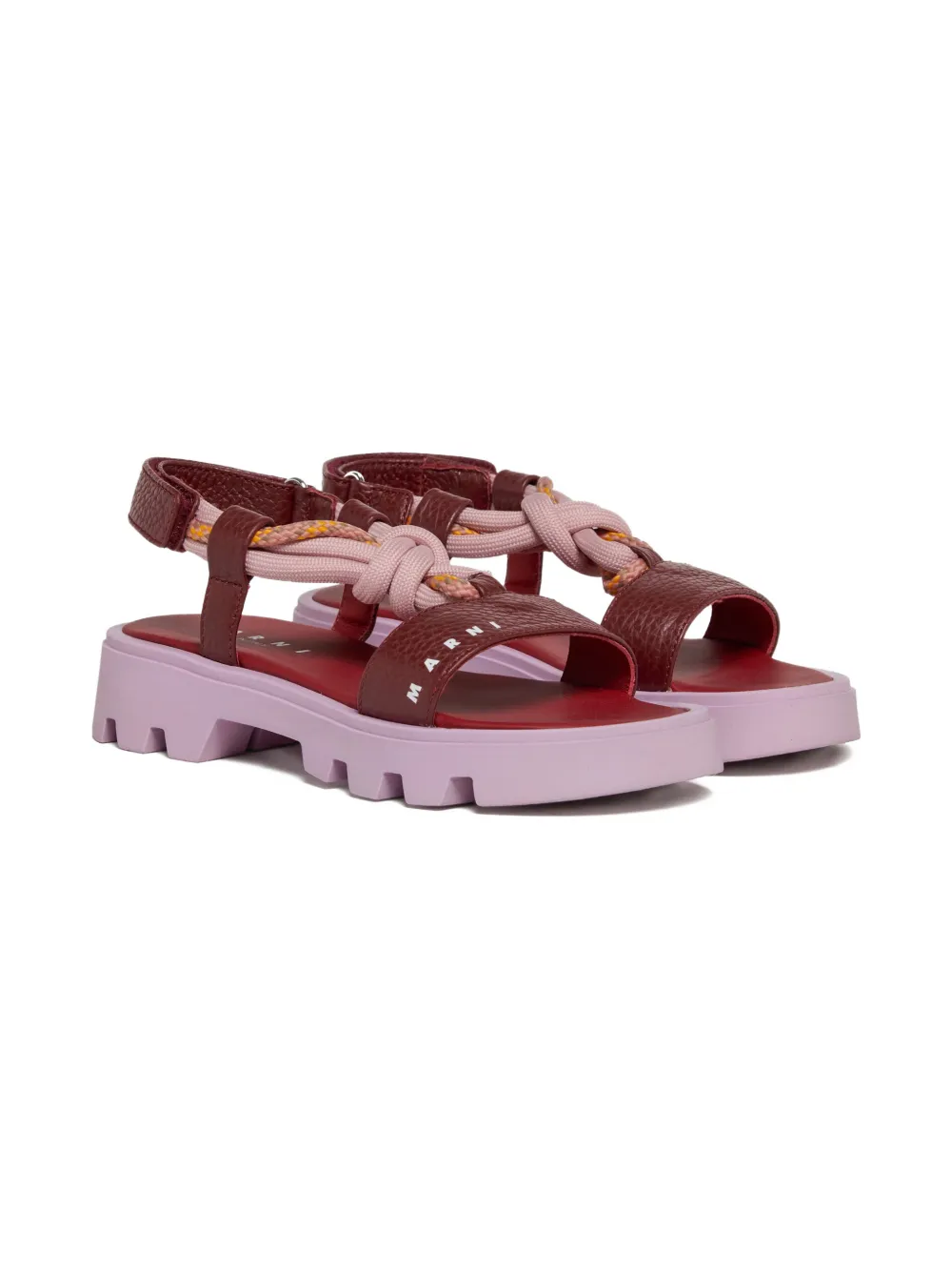 Сандалии с логотипом и узлом Marni Kids, красный