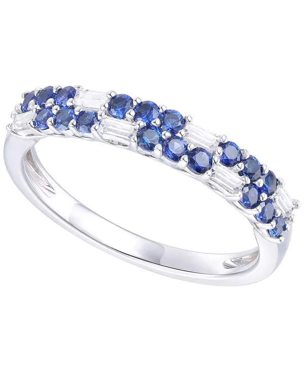 

Кольцо с искусственным сапфиром, искусственным белым сапфиром и несколькими драгоценными камнями из стерлингового серебра Macy'S, sapphire