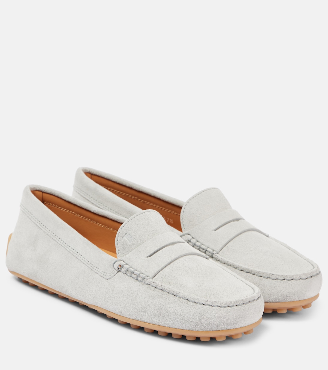 Замшевые мокасины City Gommino Tod's, Cromo Chiaro