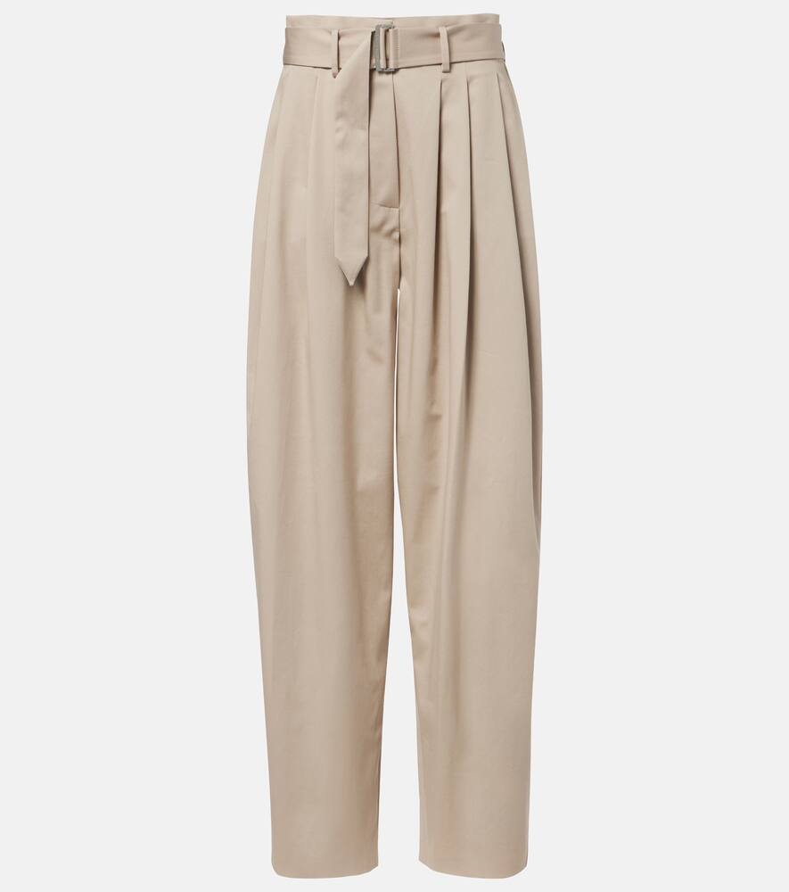 

Хлопковые брюки с поясом и зауженным кроем Magda Butrym, Beige