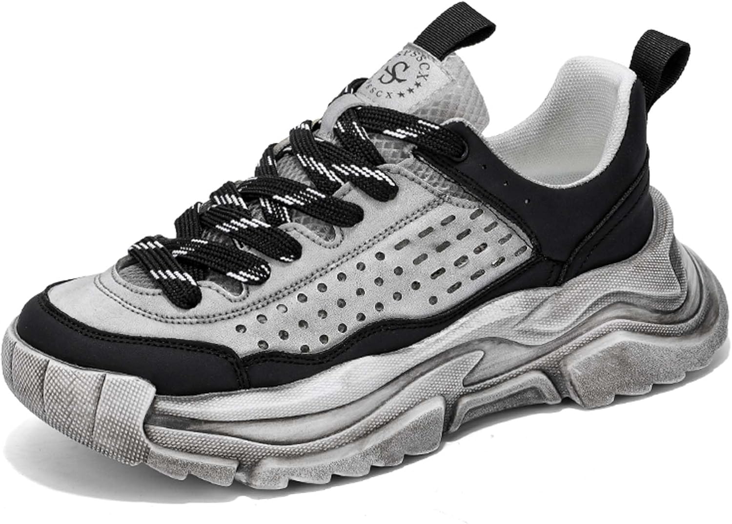 

Мужские модные кроссовки на шнуровке- дышащие, удобные для ходьбы- высокие с толстой подошвой, спортивно-повседневные- уличные, нескользящие, для фитнеса и бега Dzbajrqm, черный