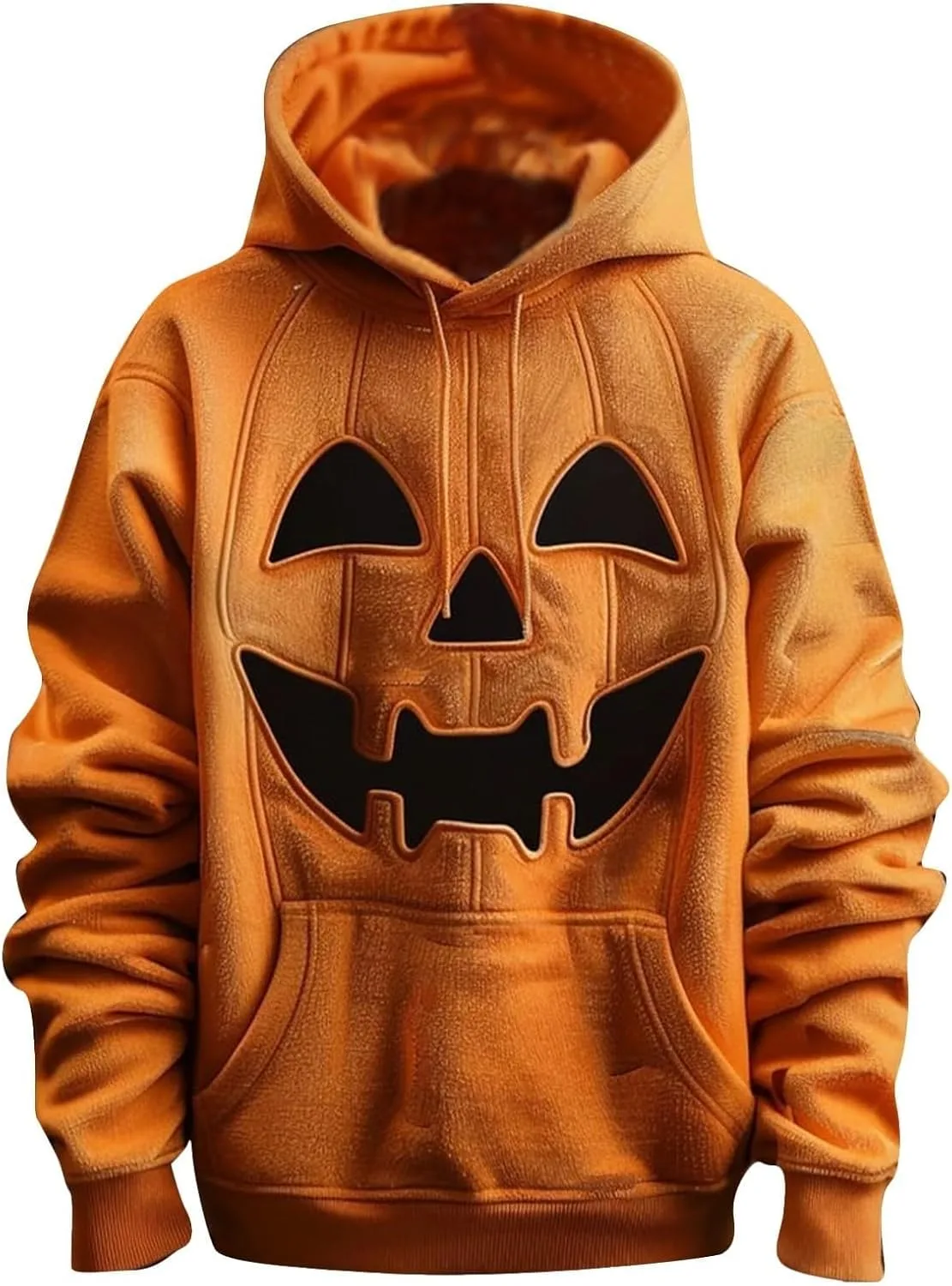 Мужская толстовка с капюшоном Halloween, принт с лицом тыквы, с карманом