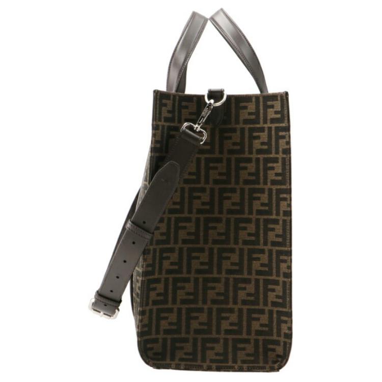 FENDI Кожаная сумка-шоппер через плечо кроссбоди мужская коричневая — фото 4