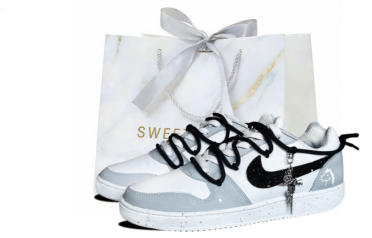 

Nike EBERNON Coverage Abrasion Resistant Low top Skateboard Shoes Unisex белый серый