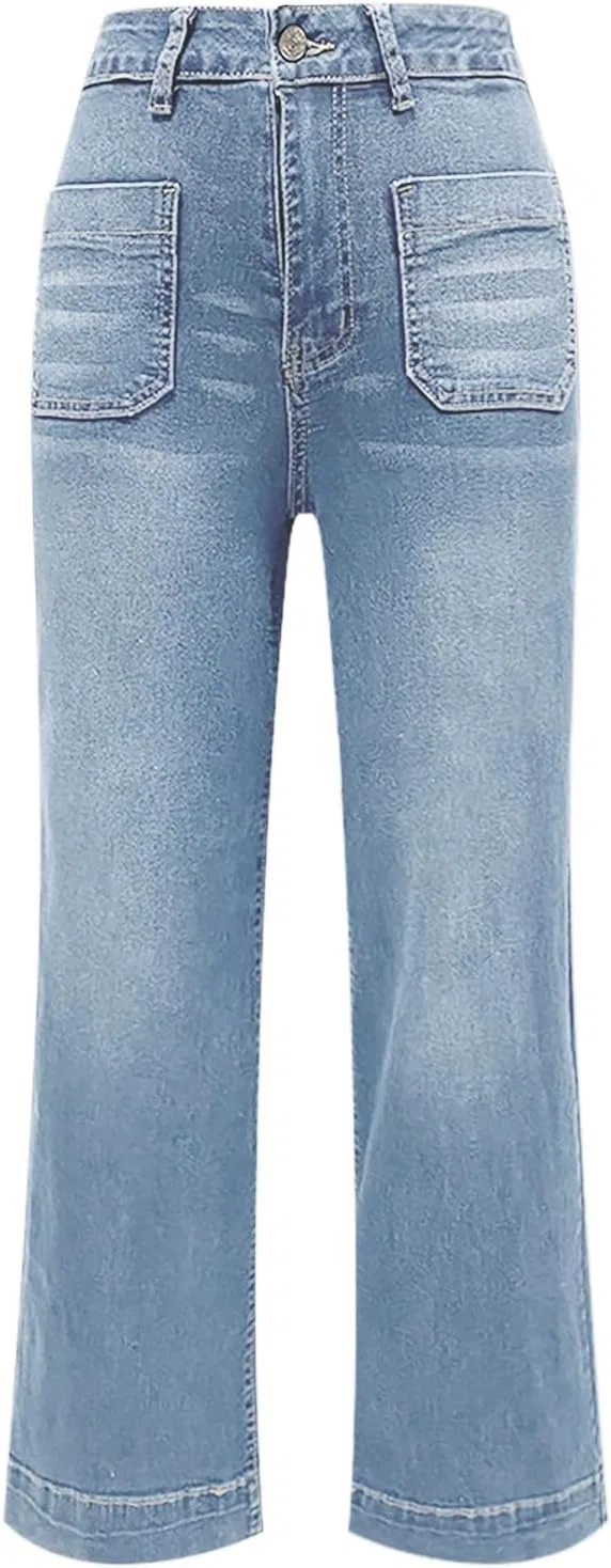 Джинсы с широкой штаниной, джинсы, C-light Blue — фото 2