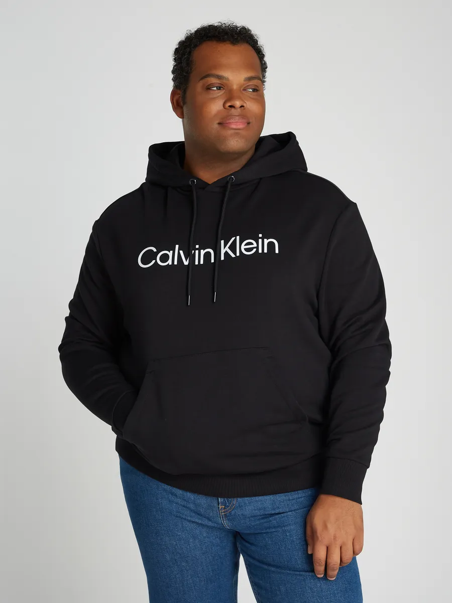 

Толстовка Calvin Klein Big&Tall с капюшоном "BT_HERO LOGO COMFORT HOODIE", больших размеров с надписью логотипа, черный