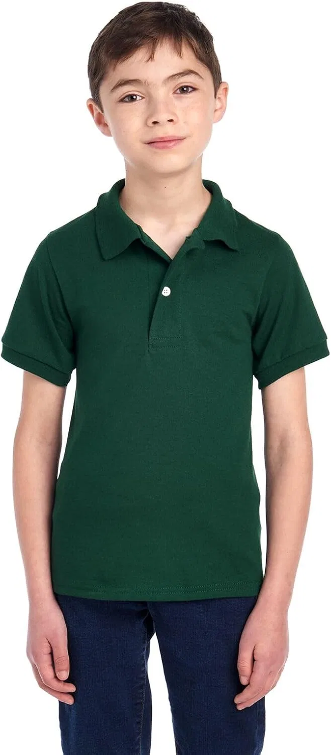 Детское поло Jerzees, хлопковый трикотаж, Forest Green