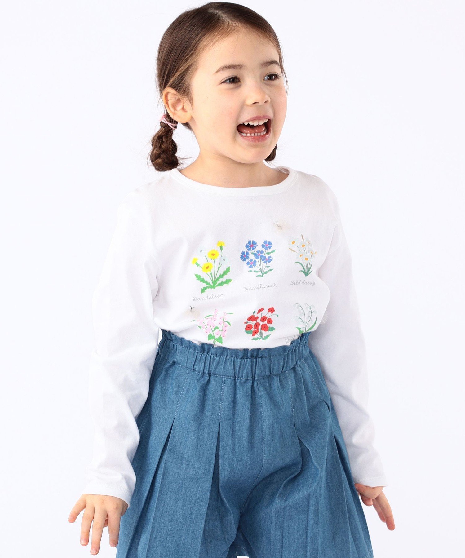 Детская футболка с длинным рукавом "Цветочная книга": 100~130 см SHIPS KIDS, Off white