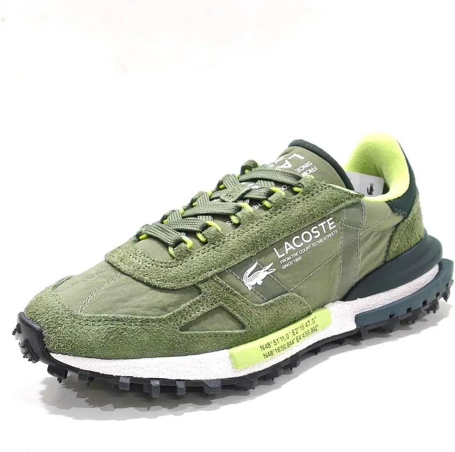 Кроссовки Lacoste Elite Active Khaki из нейлона и замши с текстурированной резиновой подошвой в стиле ретро 70-х