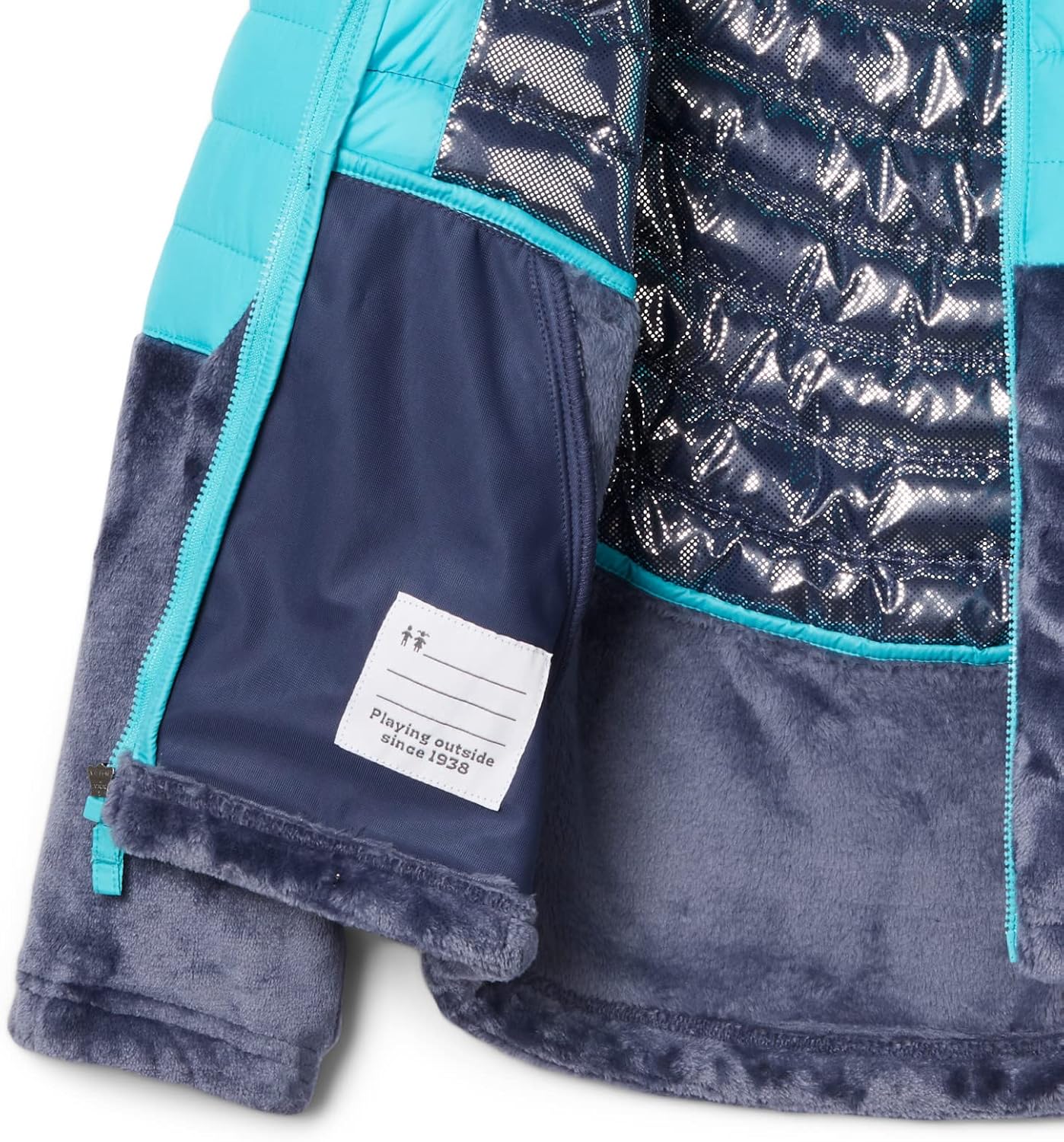 Куртка Columbia Youth Girls Powder Lite Novelty с капюшоном, Geyser/Nocturnal — фото 3
