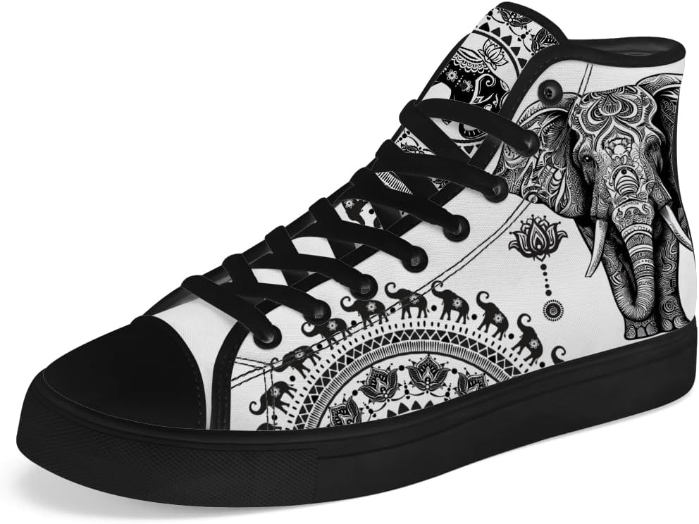 

Мужские и женские высокие кеды на шнуровке Chebing с принтом мандалы на холщовой основе, белый