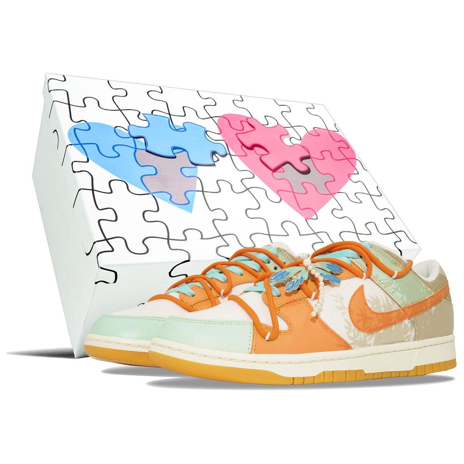 

Кроссовки Nike Dunk Skateboarding Shoes Unisex Low-top Yellow And Green Color Scheme, белый