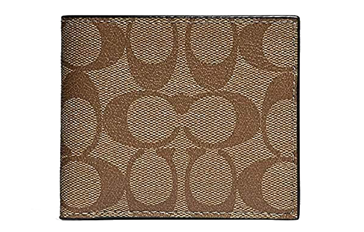 

COACH Кошелек-купюрница из кожи с ПВХ и холстом, мужской, цвет хаки