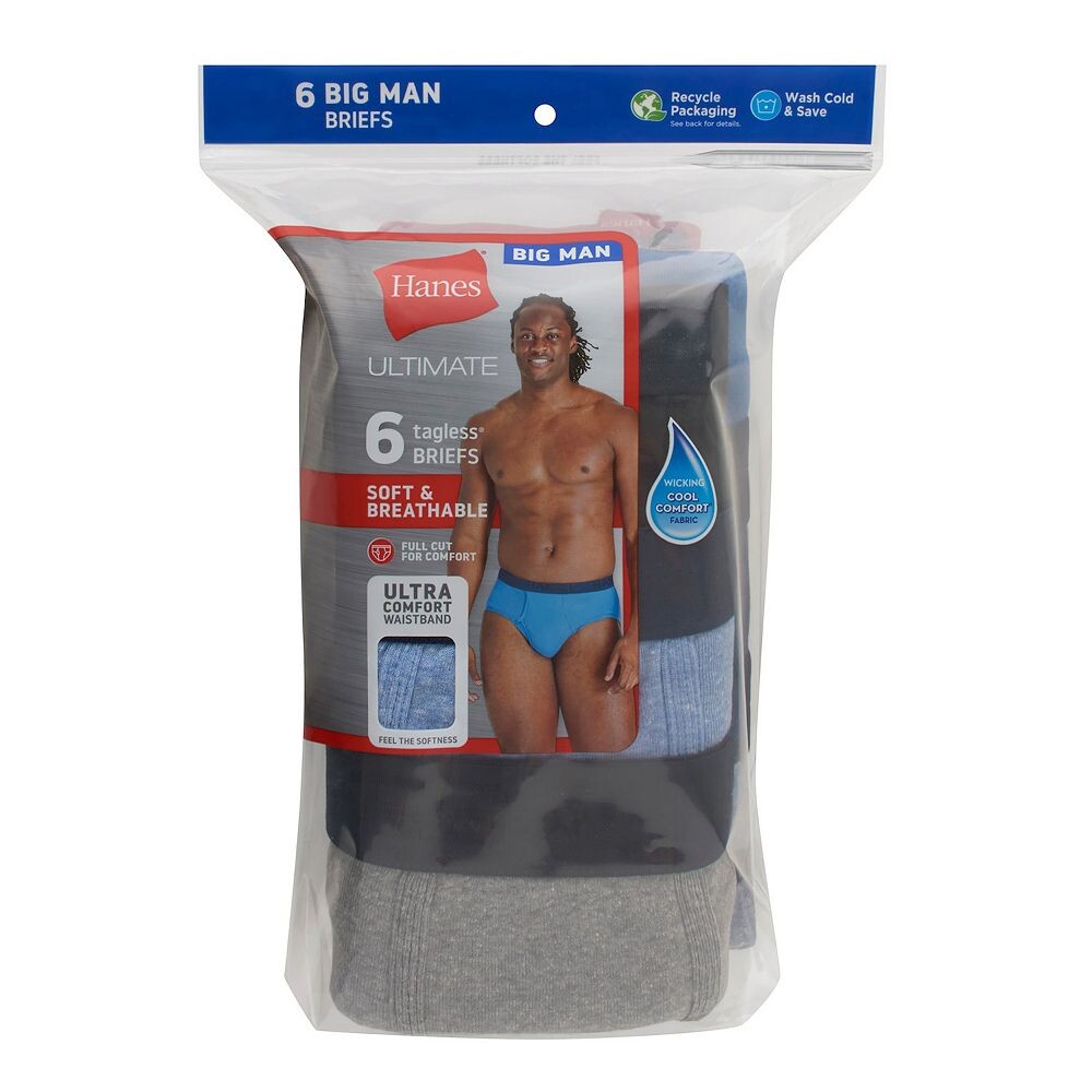 

Big & Tall Hanes Ultimate Cool Comfort - набор из 6 трусов, цвет Assorted