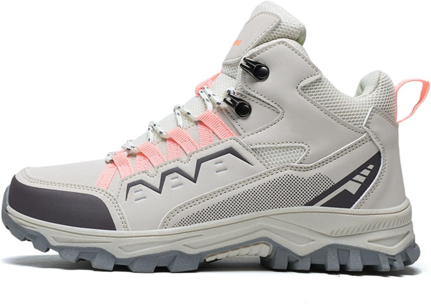 

Мужские высокие походные ботинки, треккинговые кроссовки на массивной подошве из ткани с застежкой-пряжкой, нескользящие ботинки из натурального каучука для мужчин и женщин Azttoztto, розовый