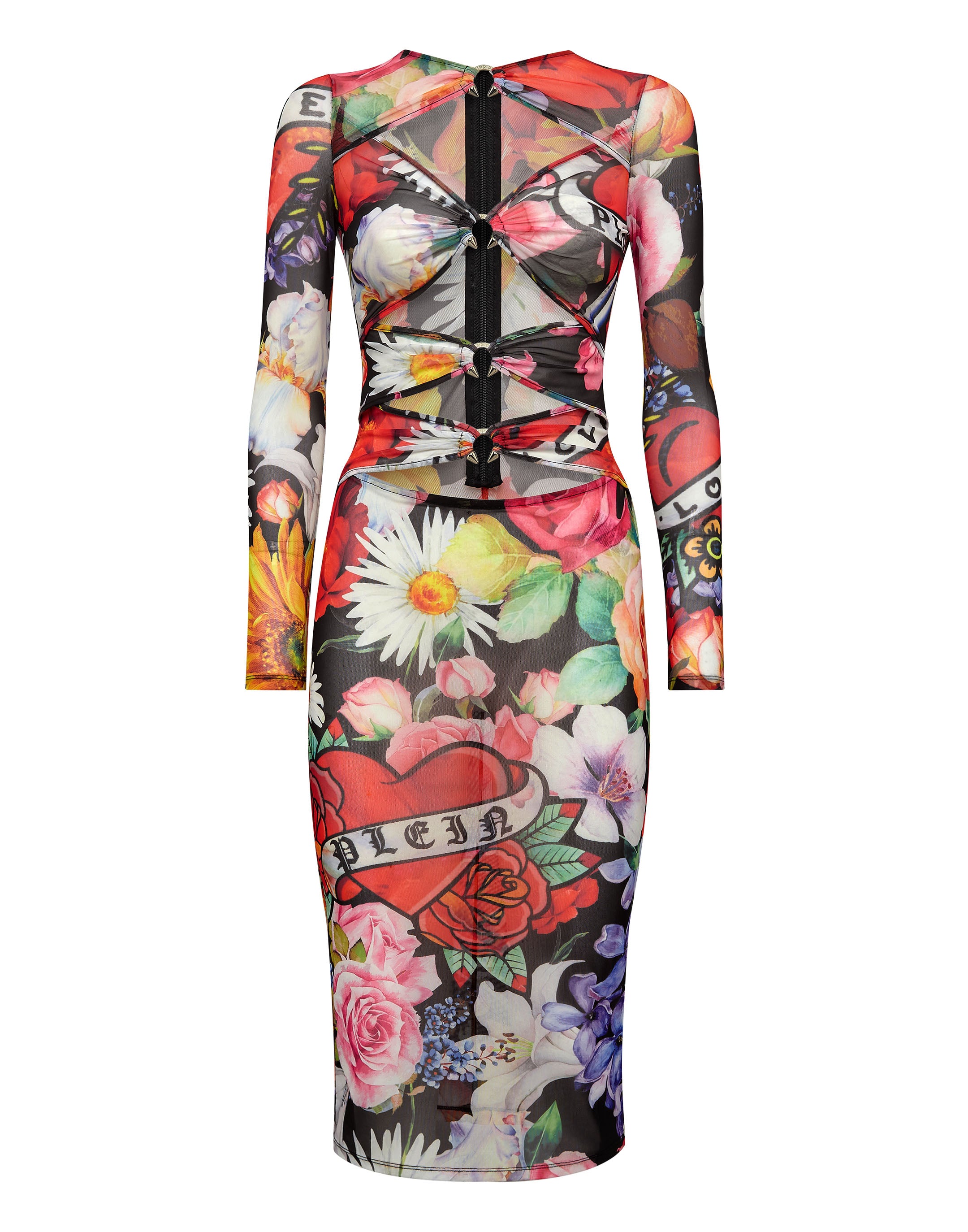 

Длинное платье Love Flowers PHILIPP PLEIN, черный/мультиколор