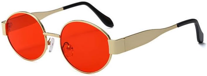 

Женские солнцезащитные очки в маленькой металлической оправе овальной формы, модные, класса люкс, с защитой от УФ-излучения UV400, мужские винтажные солнцезащитные очки TKKTLLT, Red Gold