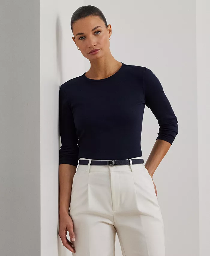 

Хлопковый топ с длинными рукавами Lauren Ralph Lauren, синий