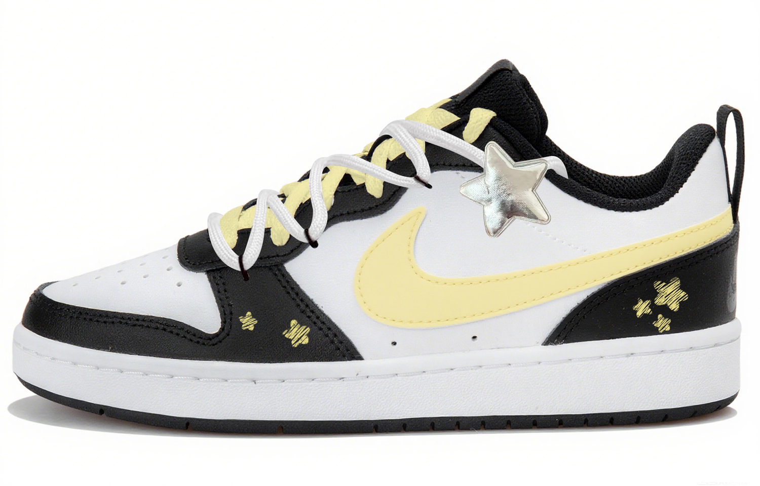 

Nike Кроссовки для скейтбординга Court Borough Bright Stars низкие White Black Yellow детские